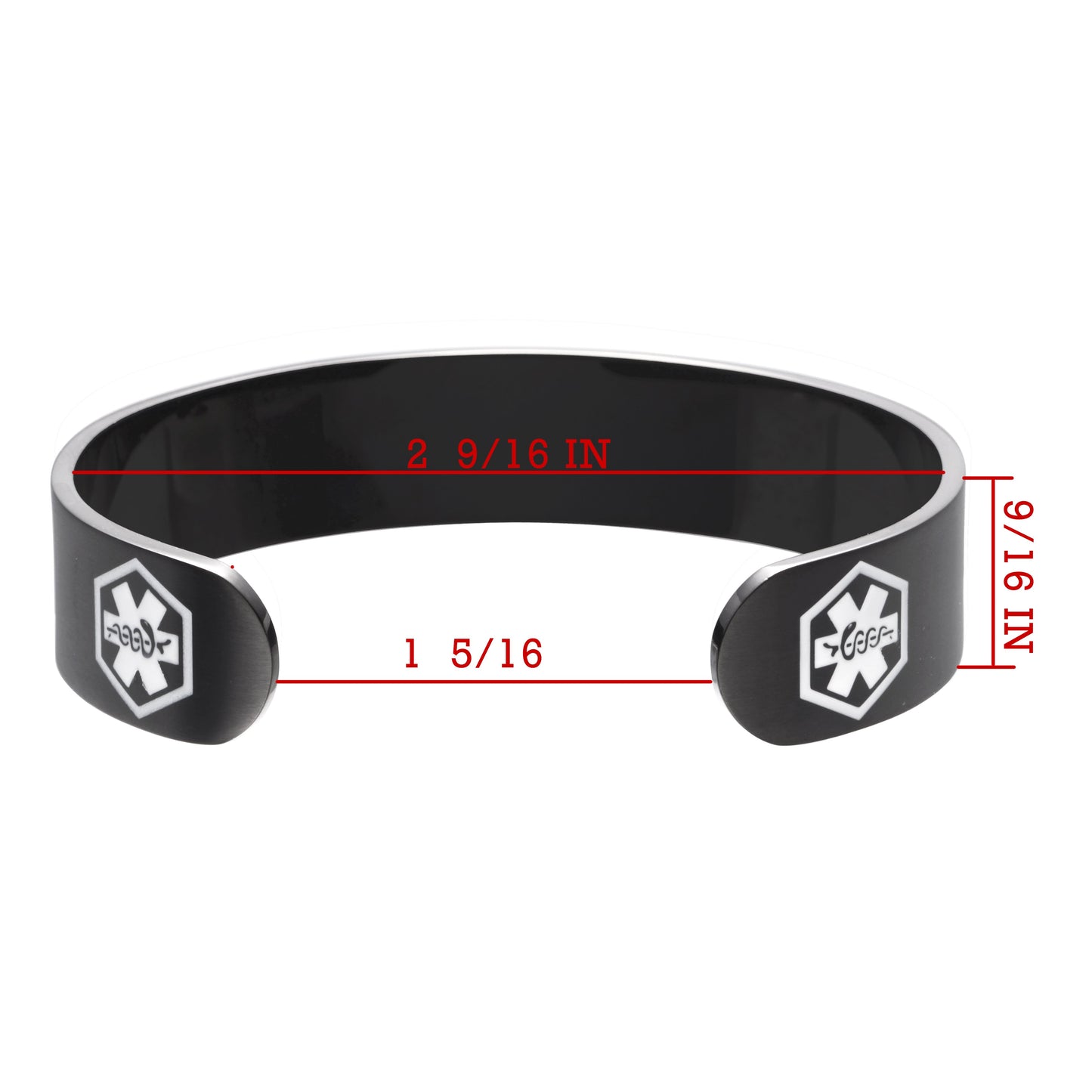 Black Medical Alert Cuff Bracelet-type 2 diabetes