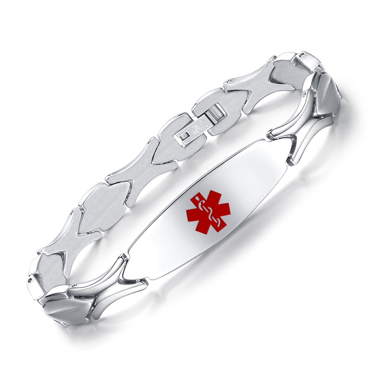 LinnaLove Fashion Shiny medical alert bracelet with Free Engraving Stainless steel Medical id bracelet for Women