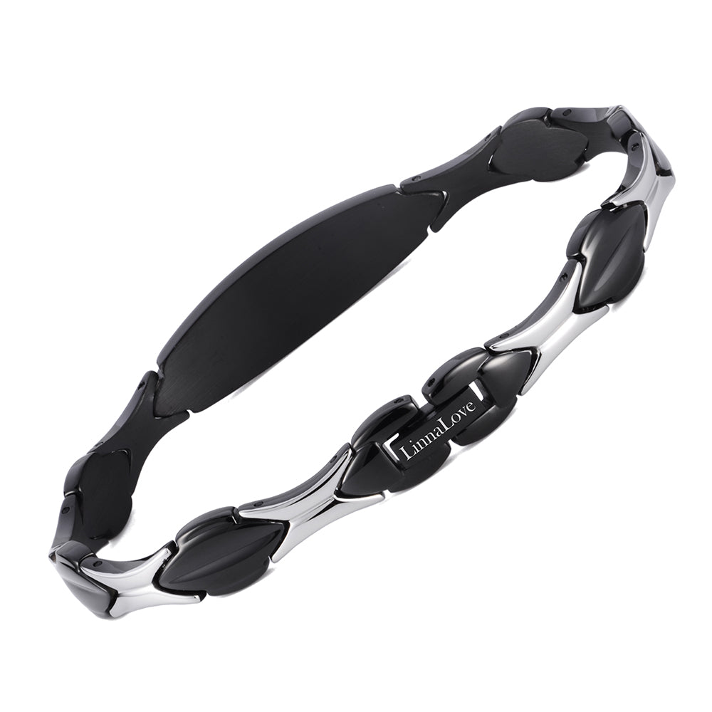 LinnaLove Fashion Shiny medical alert bracelet with Free Engraving Stainless steel Medical id bracelet for Women