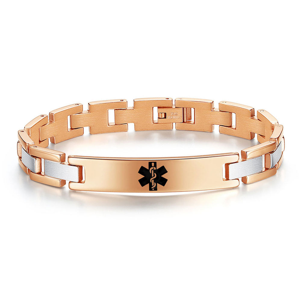 Classic Stainless Steel Medical Alert Bracelets for Men & Women with Free customize Engraving
