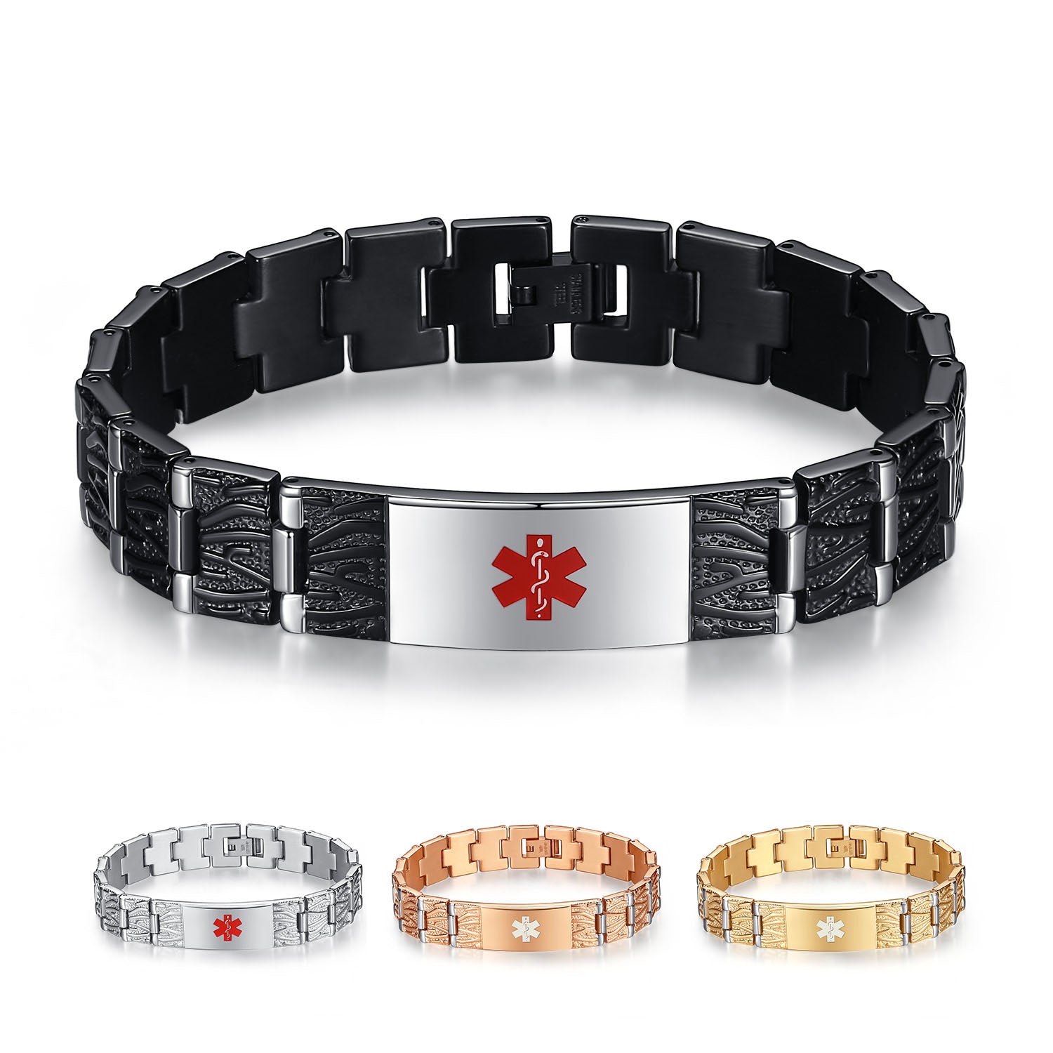 The Mens Medical Alert Bracelets Meridian Stainless Steel Medical Id Linnalove 8833