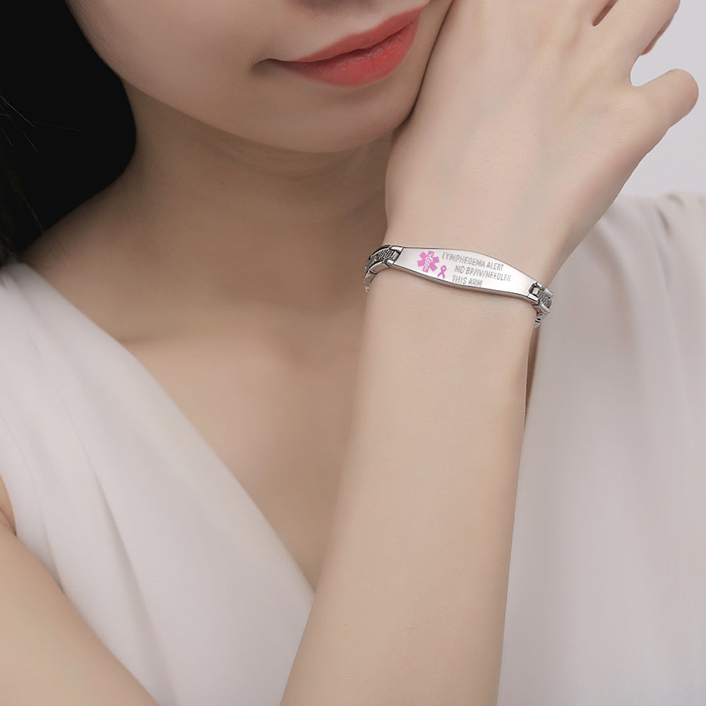 7.5 inch linnalove Lymphedema Alert bracelets No Needle or BP bracelets Mermaid Medical Bracelets for Women