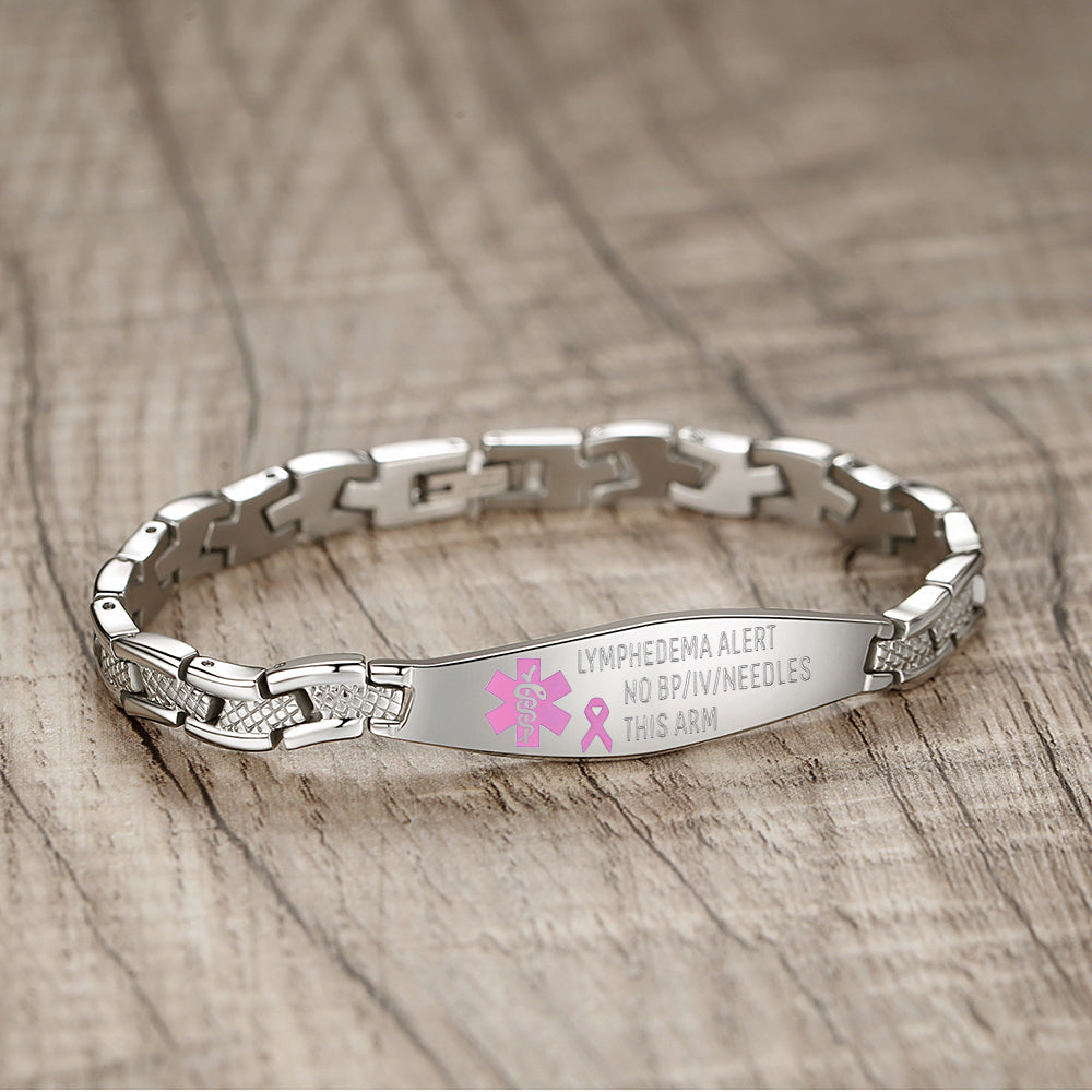 7.5 inch linnalove Lymphedema Alert bracelets No Needle or BP bracelets Mermaid Medical Bracelets for Women