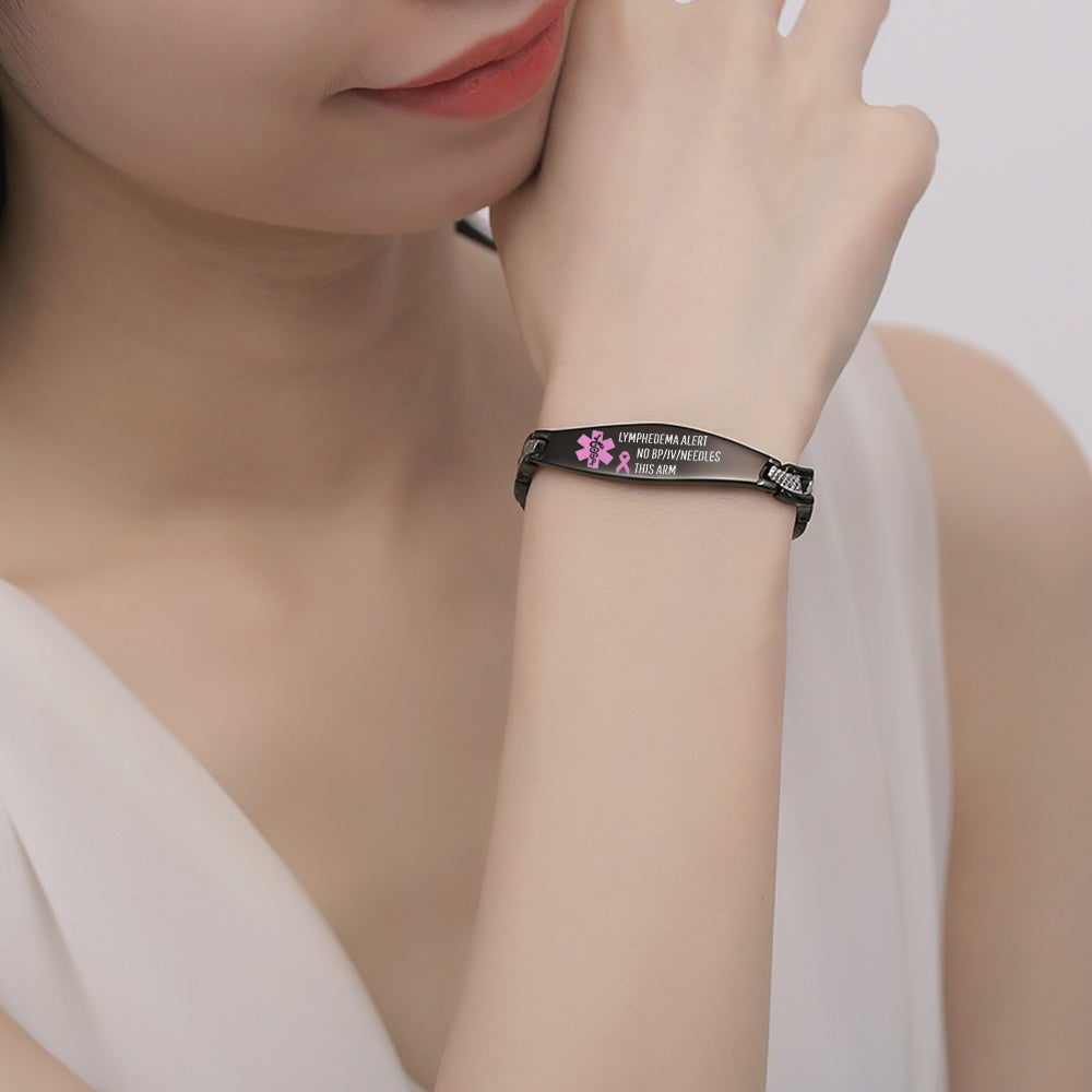 7.5 inch linnalove Lymphedema Alert bracelets No Needle or BP bracelets Mermaid Medical Bracelets for Women