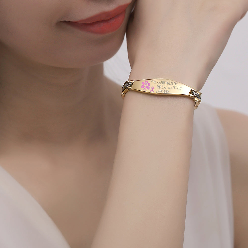 7.5 inch linnalove Lymphedema Alert bracelets No Needle or BP bracelets Mermaid Medical Bracelets for Women