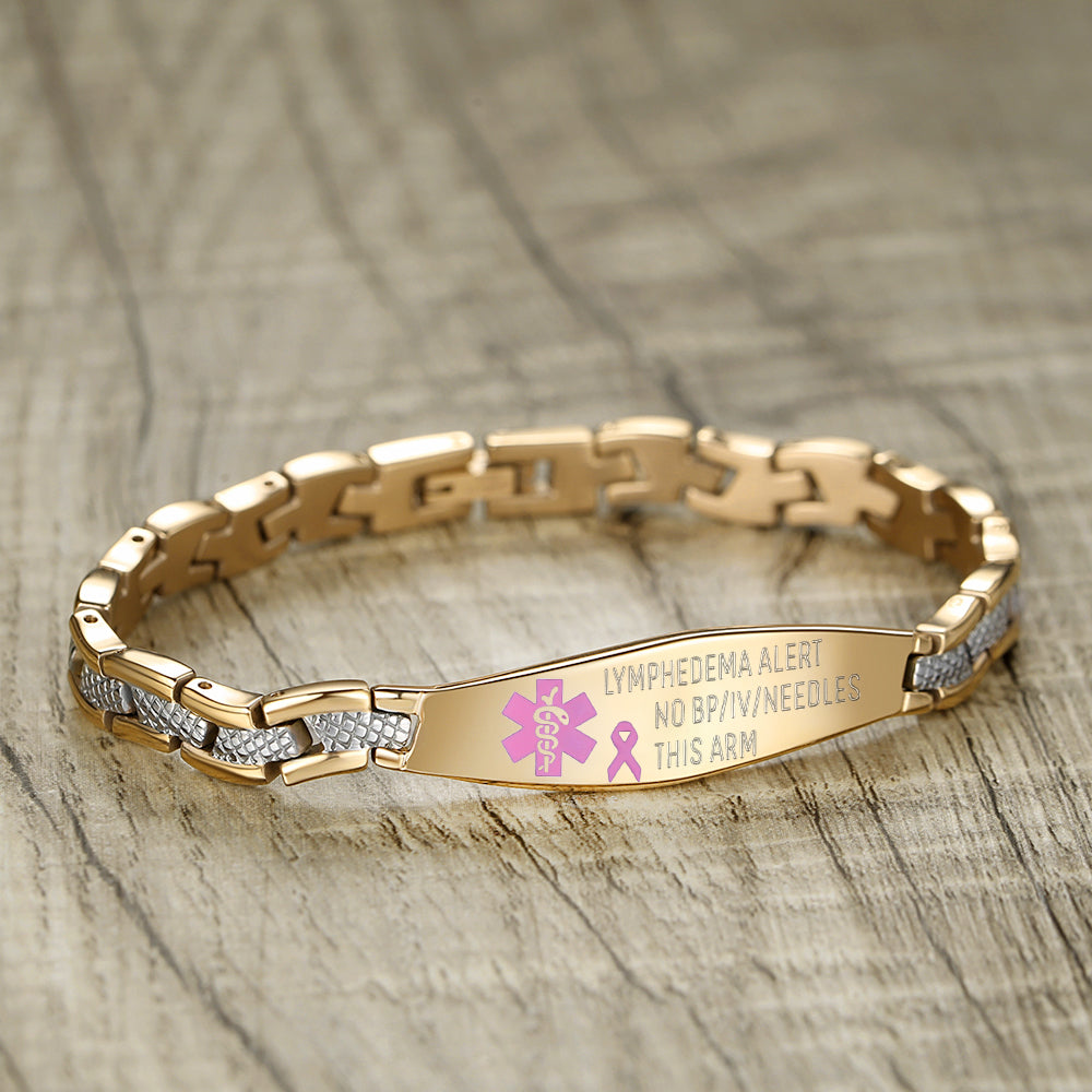 7.5 inch linnalove Lymphedema Alert bracelets No Needle or BP bracelets Mermaid Medical Bracelets for Women