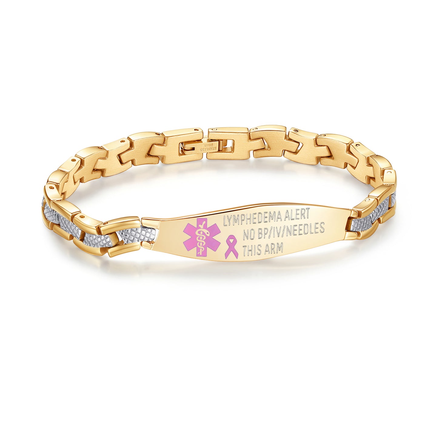 7.5 inch linnalove Lymphedema Alert bracelets No Needle or BP bracelets Mermaid Medical Bracelets for Women