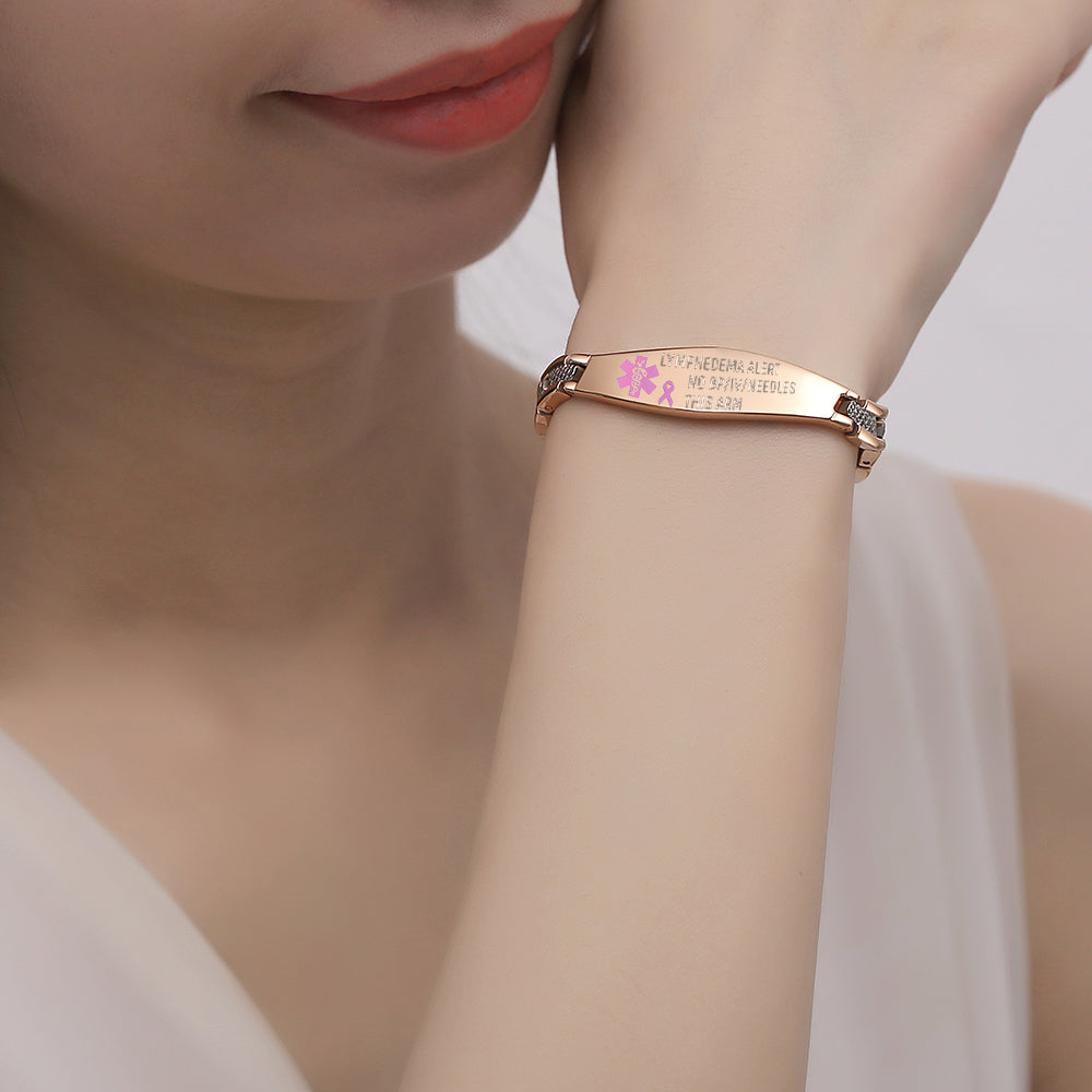 7.5 inch linnalove Lymphedema Alert bracelets No Needle or BP bracelets Mermaid Medical Bracelets for Women