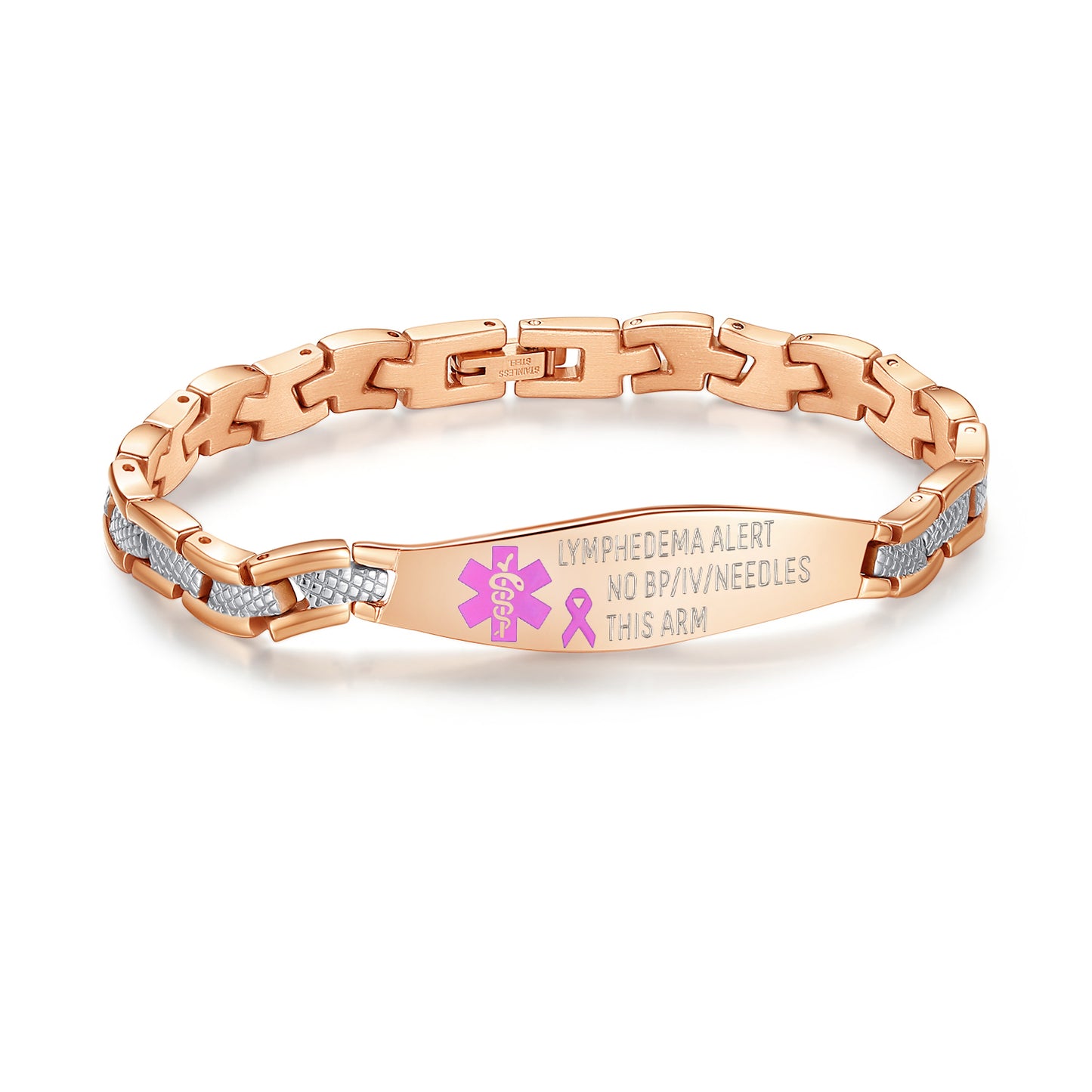 7.5 inch linnalove Lymphedema Alert bracelets No Needle or BP bracelets Mermaid Medical Bracelets for Women