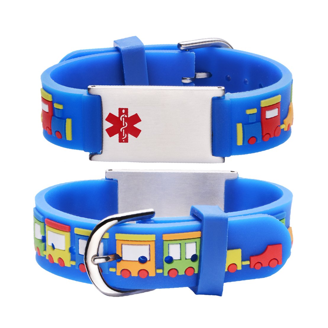 Custom engraving Medical Alert Bracelet for kids-Small train