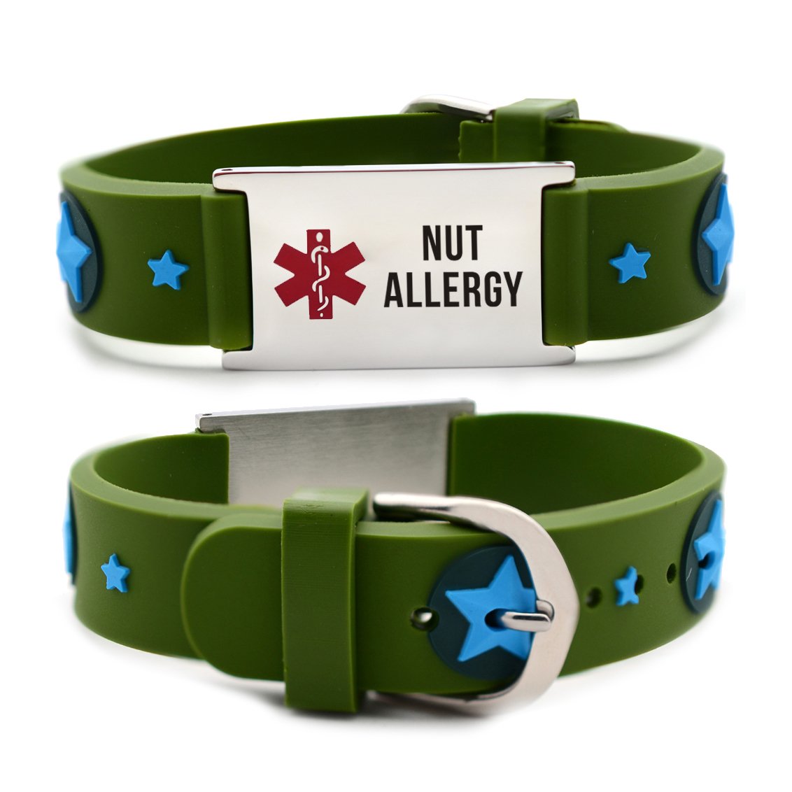 Nut allergy bracelets for kids-Green american star