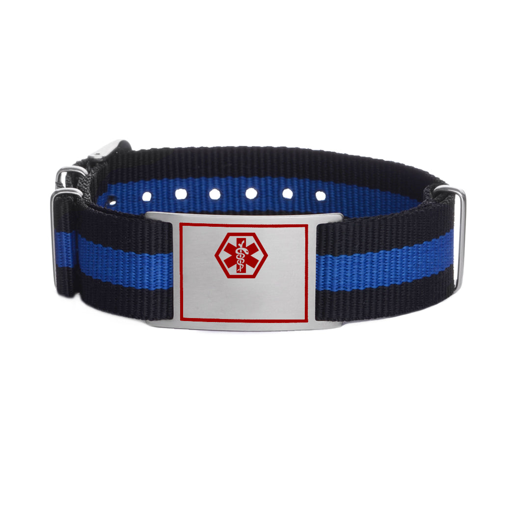 Adjustable Canvas Sports Medical Alert id Bracelet for Boy and gilr