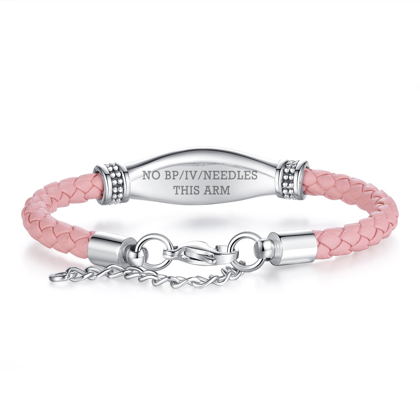 linnalove Lymphedema alert bracelets No Needle or BP bracelets Fashion Pink Leather Medical Alert Bracelets for Womem