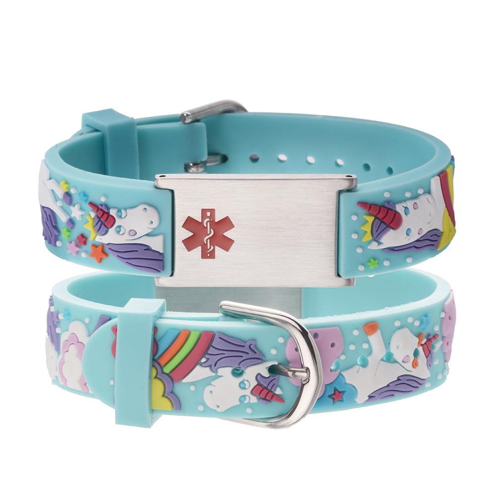 linnalove- Free Engraved Medical id bracelet Parents gift to Son, daughter, brother, sister-cartoon Rhinoceros