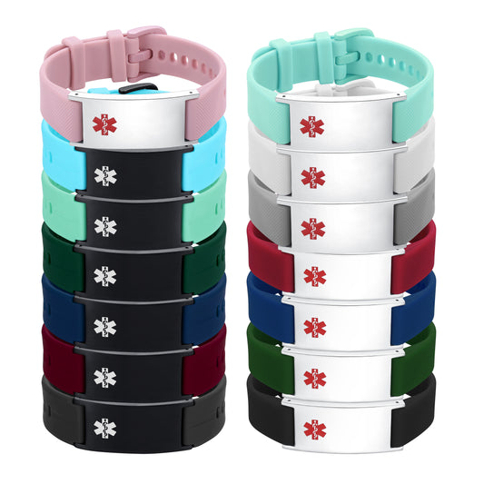 Personalized Silicone Medical Alert Bracelets Waterproof Sport ID Bracelets for Men Women