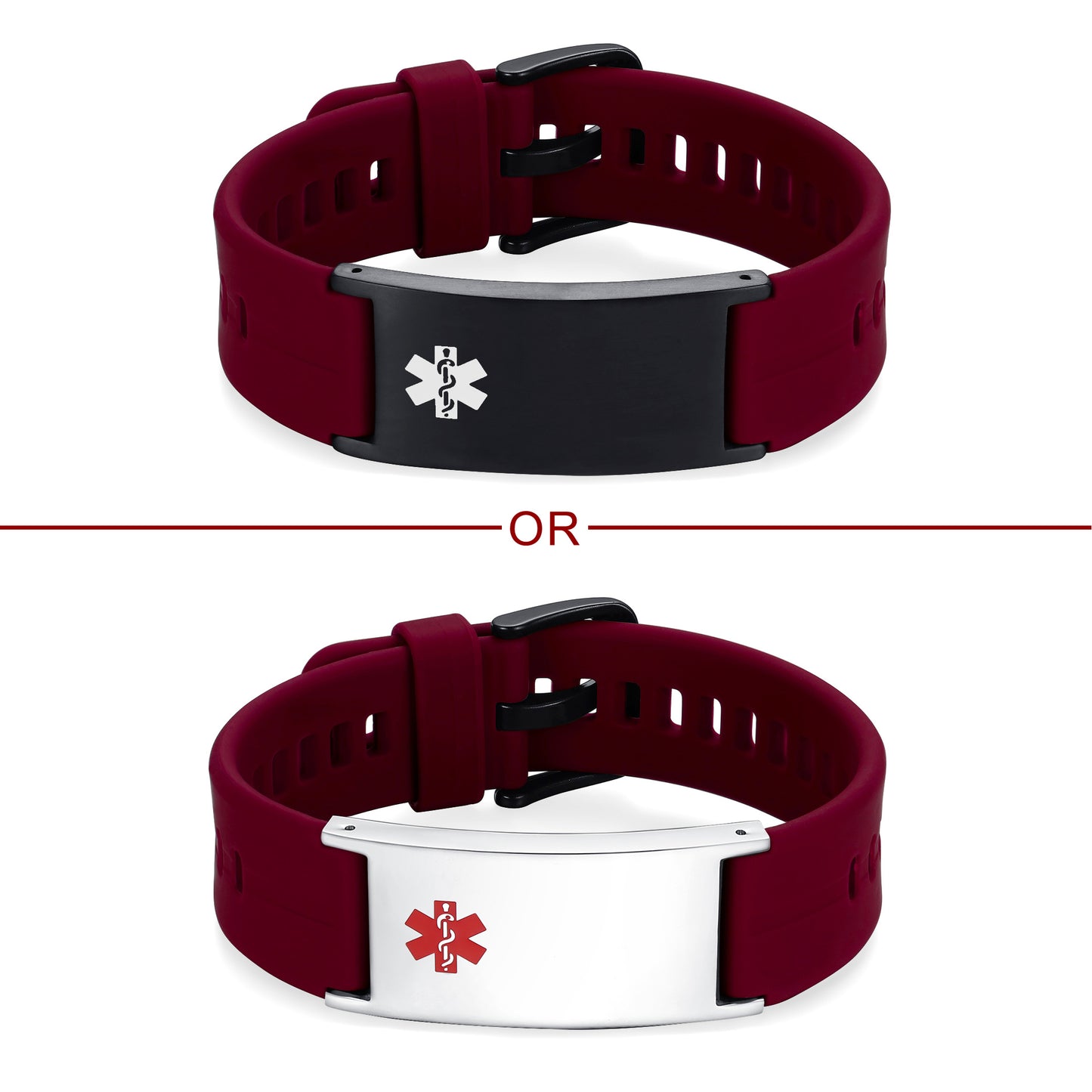 Personalized Silicone Medical Alert Bracelets Waterproof Sport ID Bracelets for Men Women