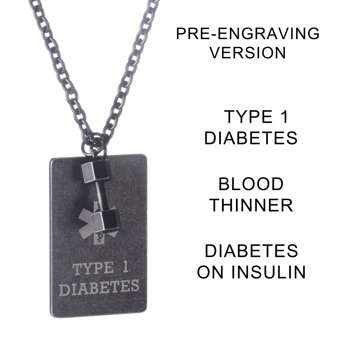Antique designed Gun Dog Tag Medical ID Alert Necklace