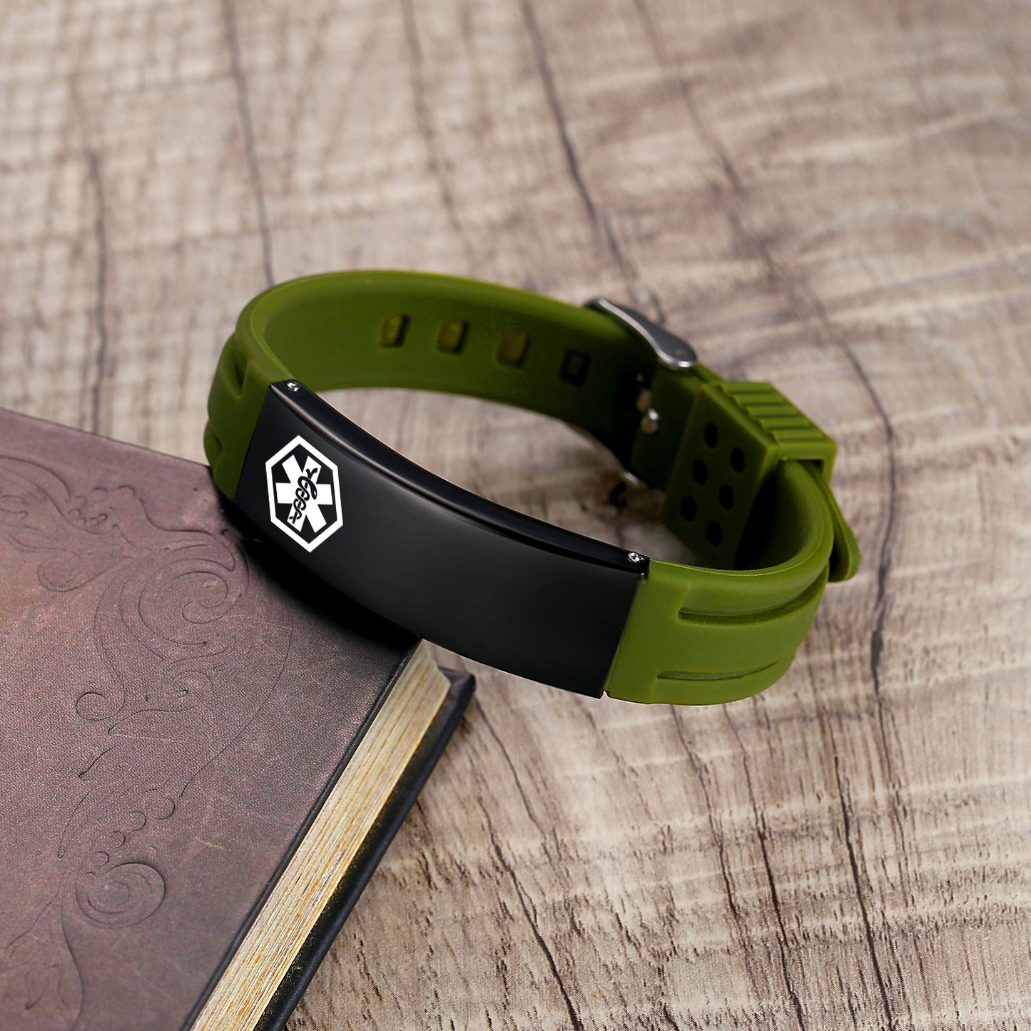 Sport silicone medical id bracelets for men & women with diabetes/blood thinner/allergy/asthma/epilepsy