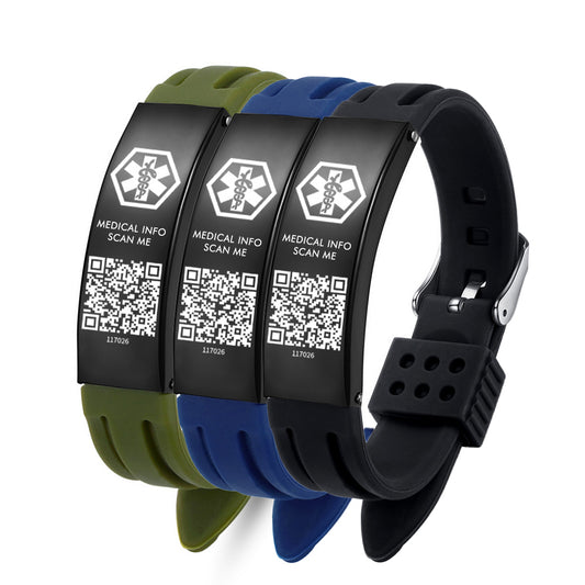 Sport Medical ID Bracelet with QR Code for Women Men