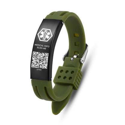 Medical ID Bracelet with QR Code for Women Men, Silicone Adjustable QR Code Medical Alert Bracelets,Dynamic Web Information