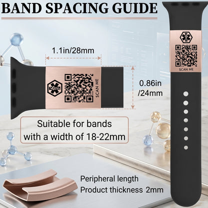 Dynamic QR Code Medical Alert ID Tag for Watch Band | Stainless Steel Emergency ID Plate