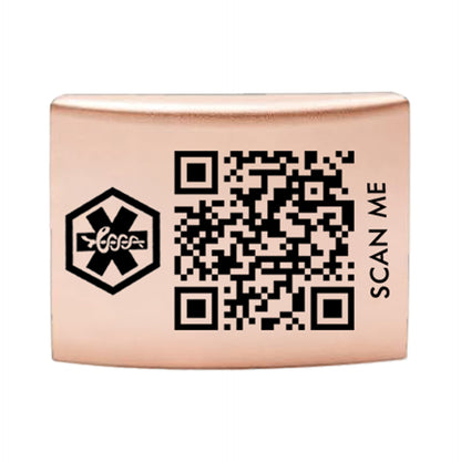 Dynamic QR Code Medical Alert ID Tag for Watch Band | Stainless Steel Emergency ID Plate