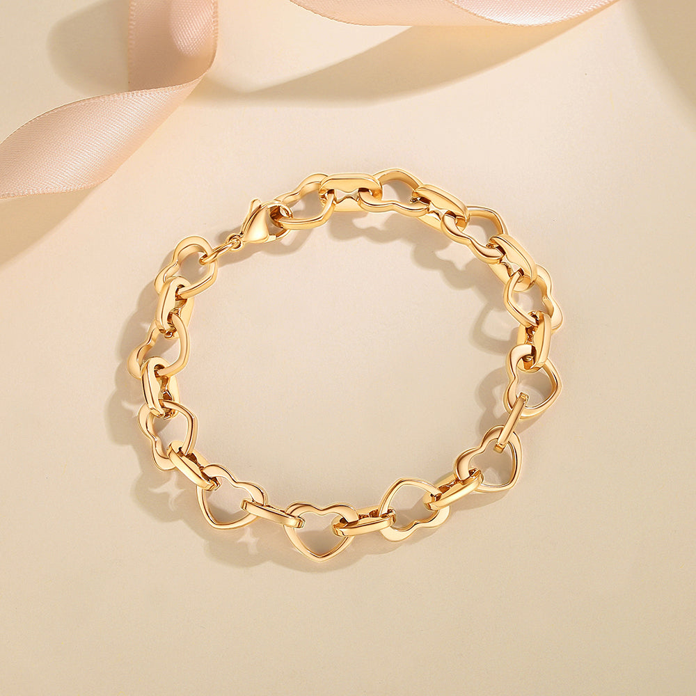 Heartbeat of Love Bracelet | Moving Heart Links in 14K Gold & Rose Gold | An Everlasting Symbol of Your Connection