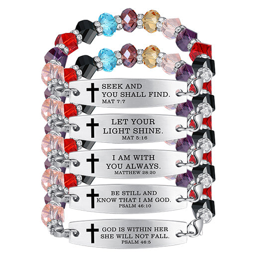 Linnalove Bible Verse Bracelet, Faith Christian Mantra Quotes Bracelet for Women, Multi-color elastic beaded jewelry,Christmas Gift