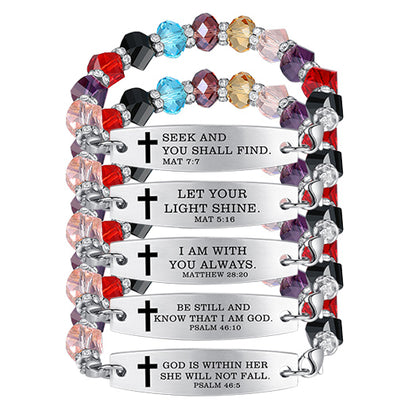 Linnalove Bible Verse Bracelet, Faith Christian Mantra Quotes Bracelet for Women, Multi-color elastic beaded jewelry,Christmas Gift