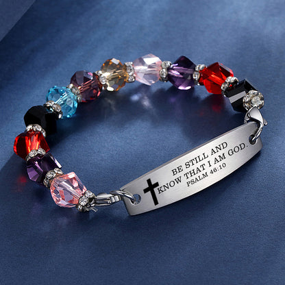 Linnalove Bible Verse Bracelet, Faith Christian Mantra Quotes Bracelet for Women, Multi-color elastic beaded jewelry,Christmas Gift