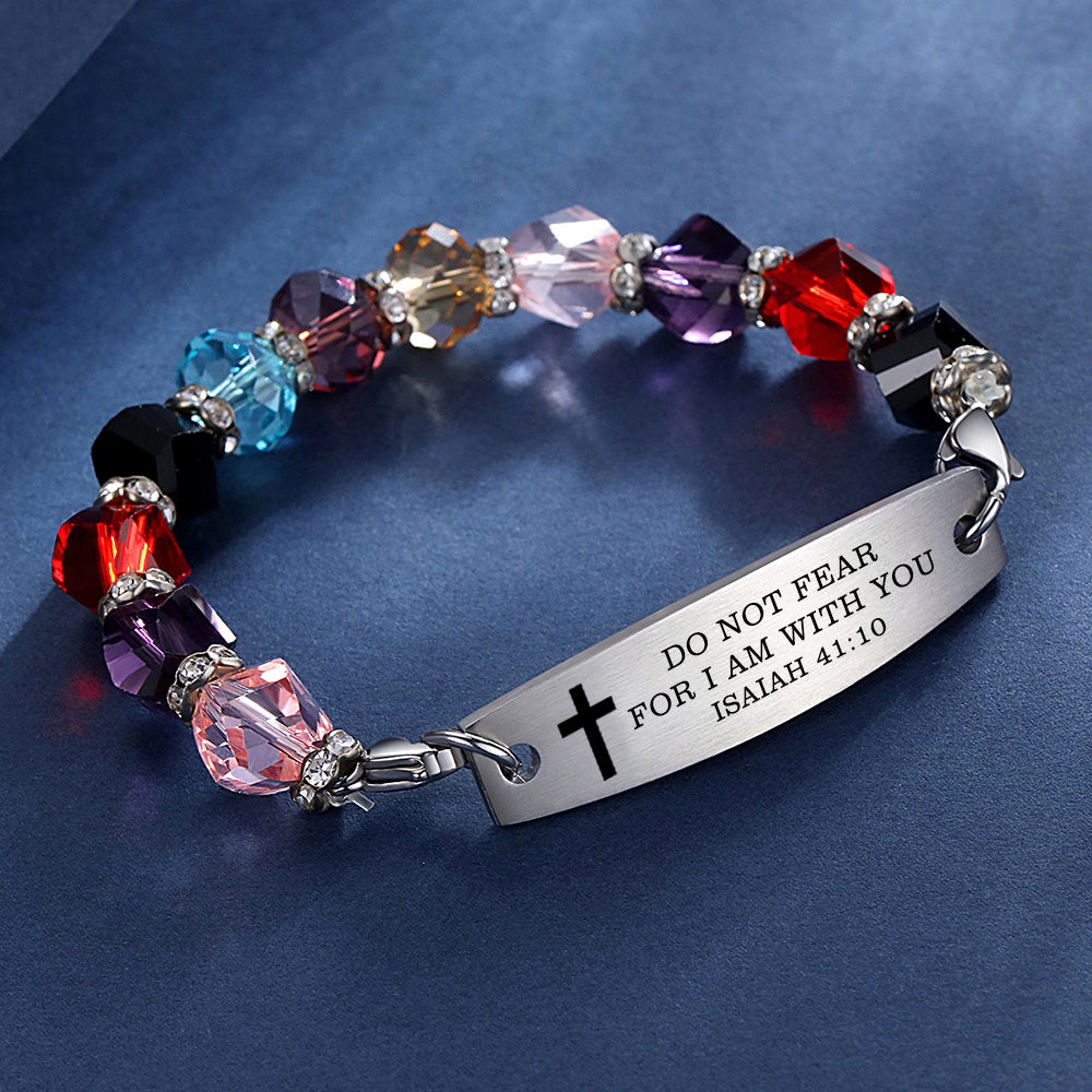 Linnalove Bible Verse Bracelet, Faith Christian Mantra Quotes Bracelet for Women, Multi-color elastic beaded jewelry,Christmas Gift