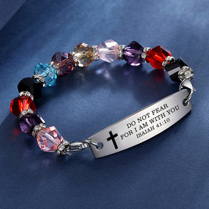 Linnalove Bible Verse Bracelet, Faith Christian Mantra Quotes Bracelet for Women, Multi-color elastic beaded jewelry,Christmas Gift