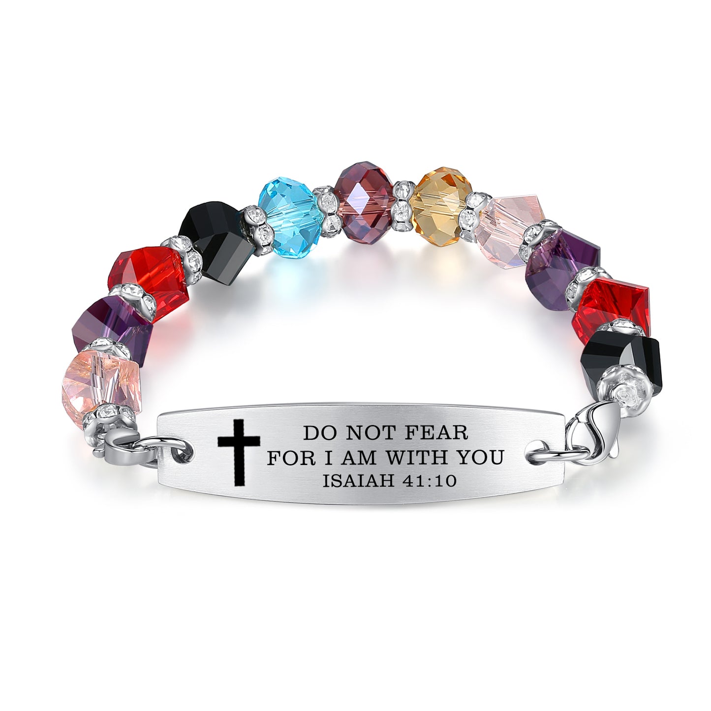 Linnalove Bible Verse Bracelet, Faith Christian Mantra Quotes Bracelet for Women, Multi-color elastic beaded jewelry,Christmas Gift