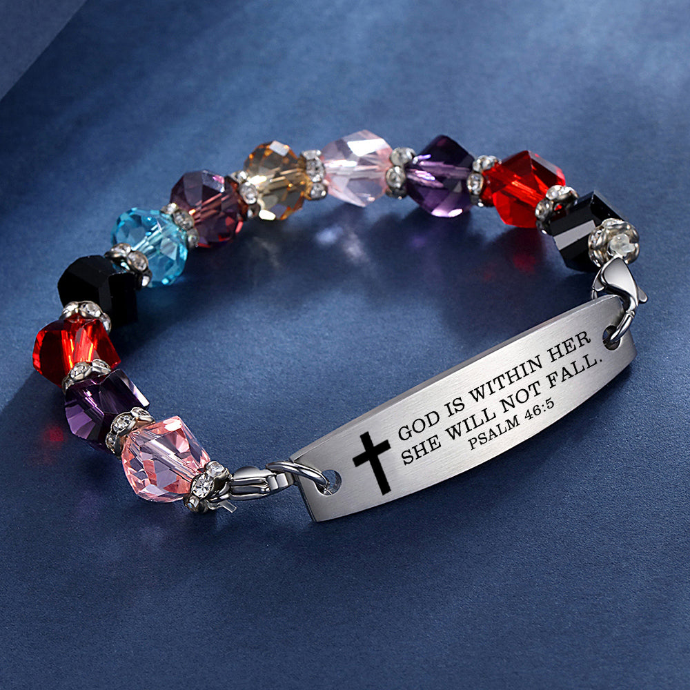 Linnalove Bible Verse Bracelet, Faith Christian Mantra Quotes Bracelet for Women, Multi-color elastic beaded jewelry,Christmas Gift