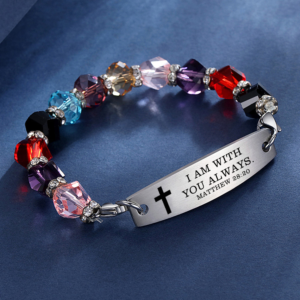 Linnalove Bible Verse Bracelet, Faith Christian Mantra Quotes Bracelet for Women, Multi-color elastic beaded jewelry,Christmas Gift