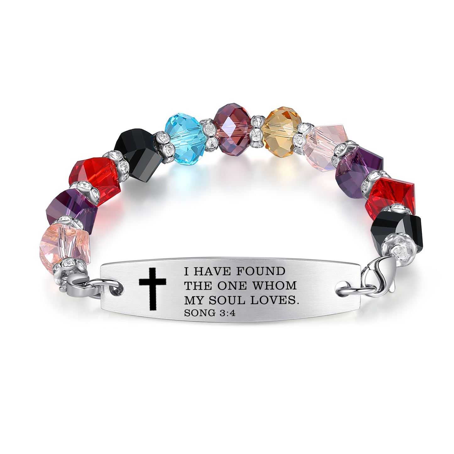 Linnalove Bible Verse Bracelet, Faith Christian Mantra Quotes Bracelet for Women, Multi-color elastic beaded jewelry,Christmas Gift