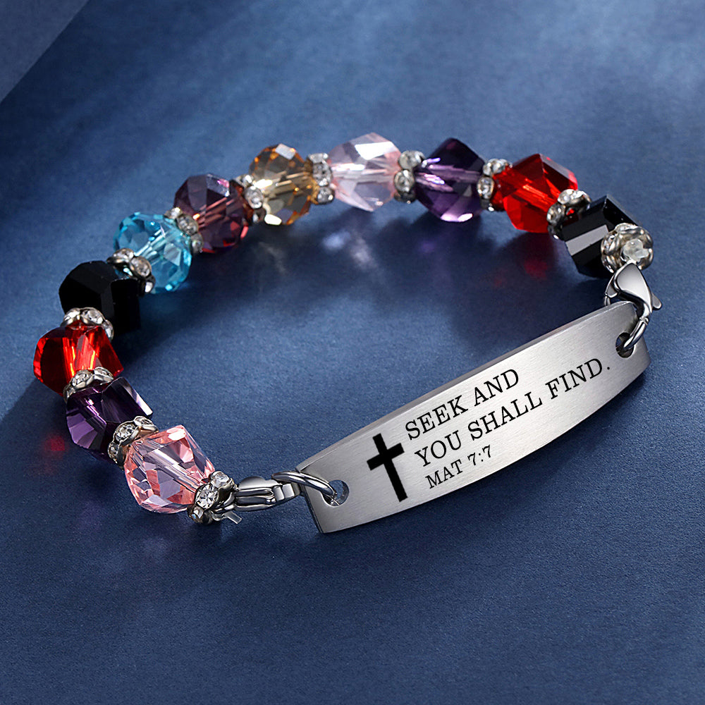 Linnalove Bible Verse Bracelet, Faith Christian Mantra Quotes Bracelet for Women, Multi-color elastic beaded jewelry,Christmas Gift
