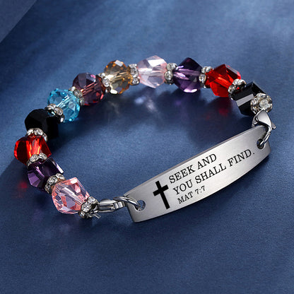 Linnalove Bible Verse Bracelet, Faith Christian Mantra Quotes Bracelet for Women, Multi-color elastic beaded jewelry,Christmas Gift