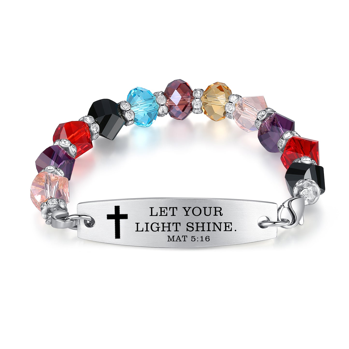 Linnalove Bible Verse Bracelet, Faith Christian Mantra Quotes Bracelet for Women, Multi-color elastic beaded jewelry,Christmas Gift