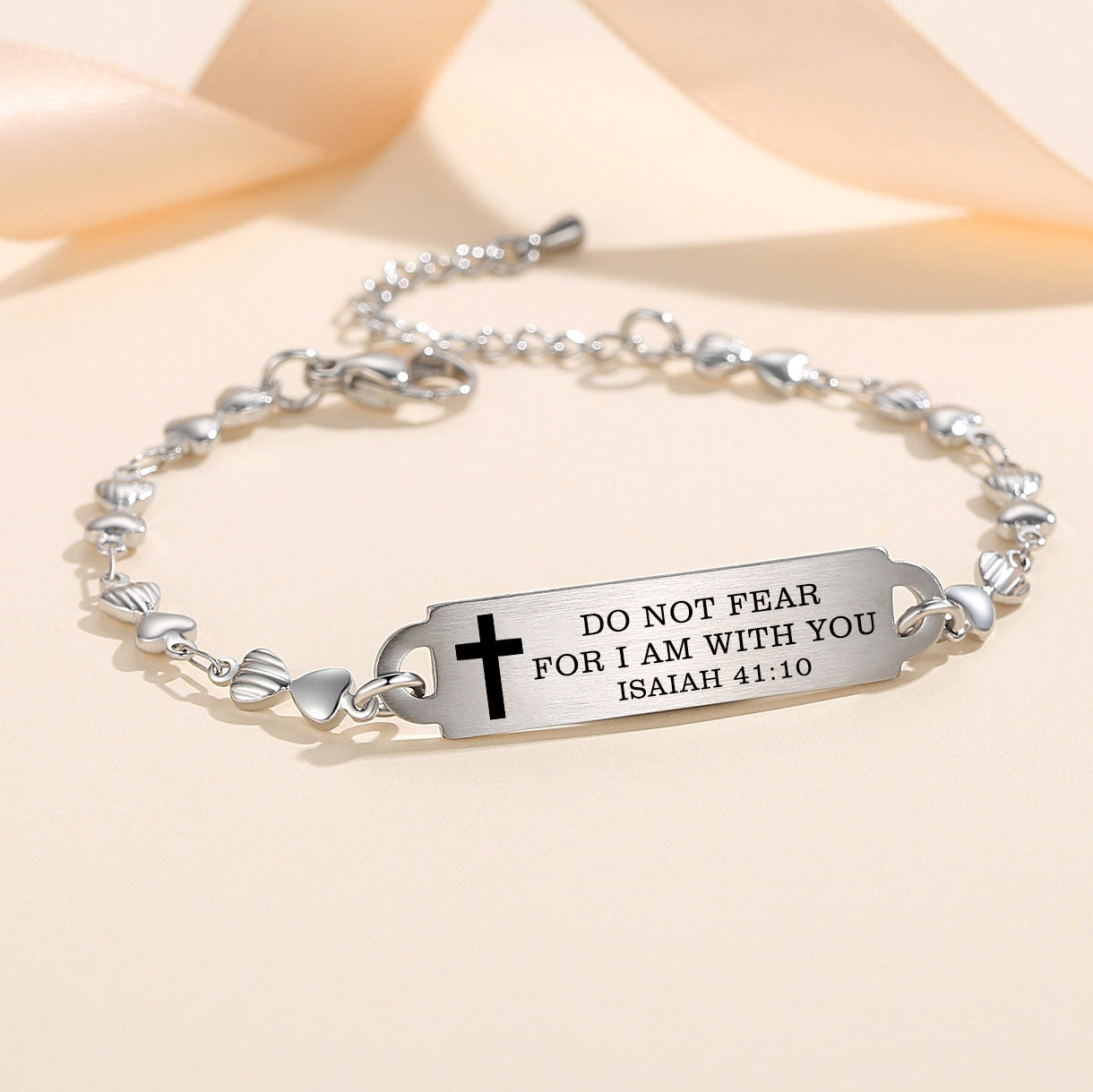 linnalove Bible Verse Bracelets,Christmas Gift -Adjustable Stainless Steel heart chain Faith Christian Mantra Quotes Engraved Bracelet for Women