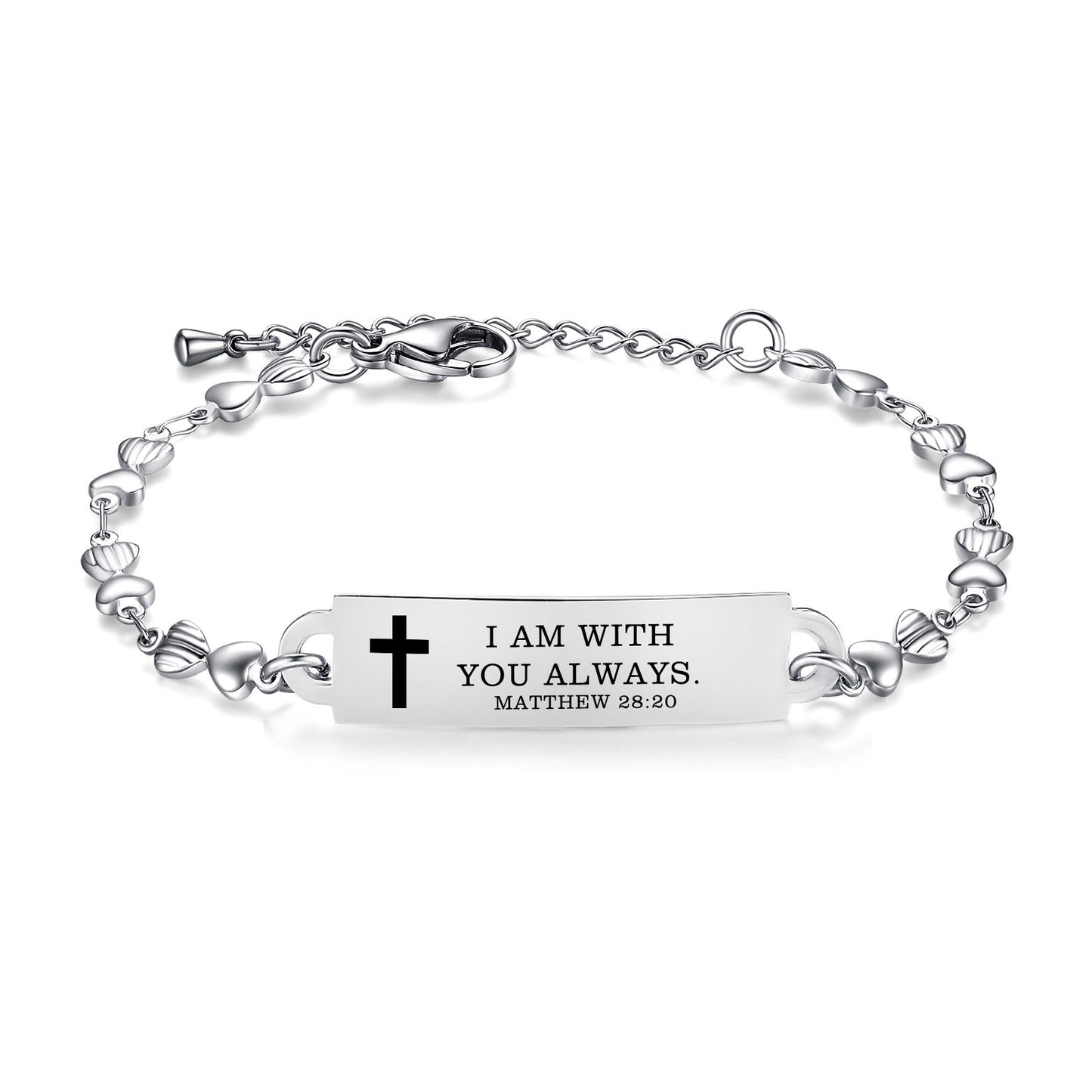 linnalove Bible Verse Bracelets,Christmas Gift -Adjustable Stainless Steel heart chain Faith Christian Mantra Quotes Engraved Bracelet for Women