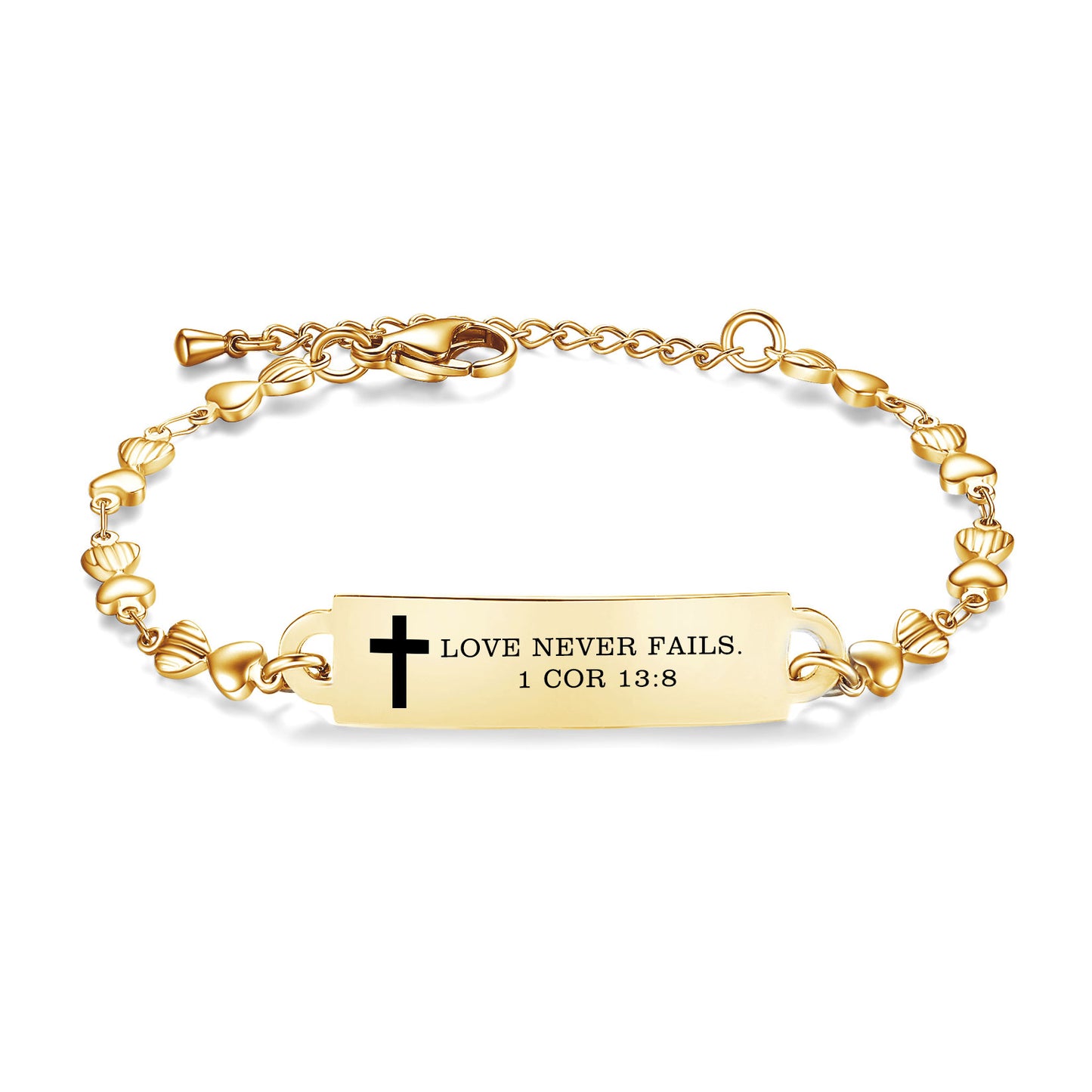linnalove Bible Verse Bracelets,Christmas Gift -Adjustable Stainless Steel heart chain Faith Christian Mantra Quotes Engraved Bracelet for Women