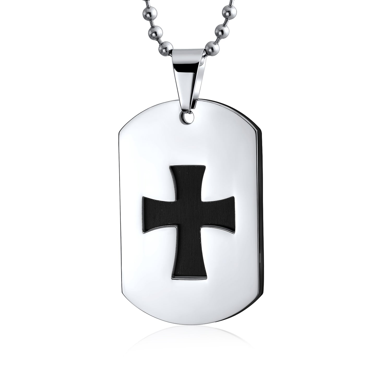 Bible Verse Cross Dog Tag Necklace for Men Stainless Steel Chain 24inch Inspirational Christian Jewelry Meaningful Religious Gift for Boys