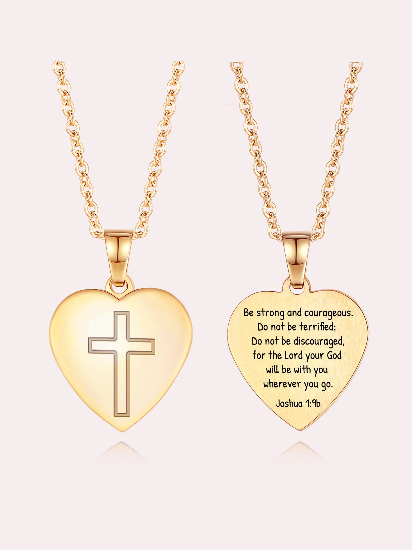 Stainless Steel Christian Cross Heart Bible Verse Necklace-Inspirational Faith Gift for Women Teen Girl