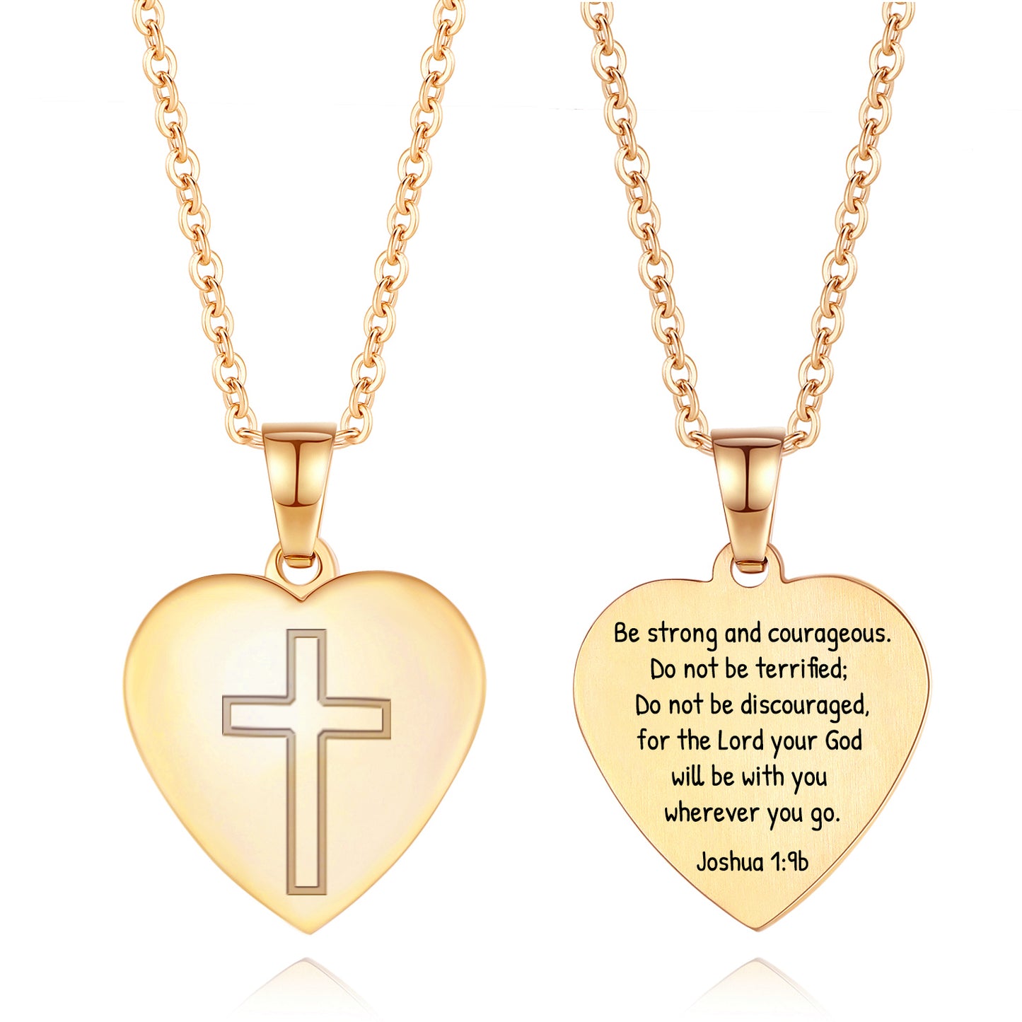 Heart Cross Pendant Necklace Engraved Bible Verses - Great Christian Gift for Women at Christmas, New Year, Birthdays and Baptisms