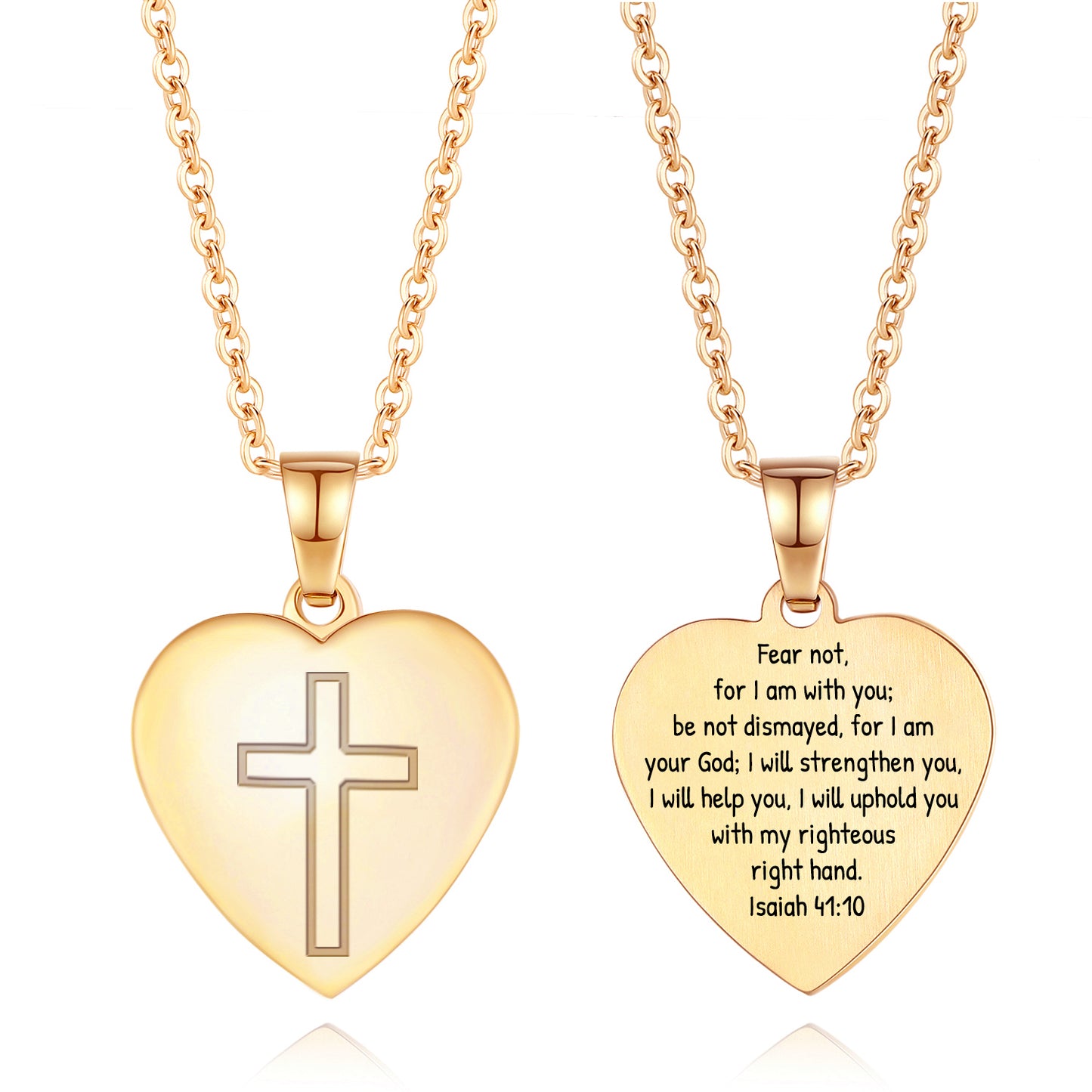 Heart Cross Pendant Necklace Engraved Bible Verses - Great Christian Gift for Women at Christmas, New Year, Birthdays and Baptisms