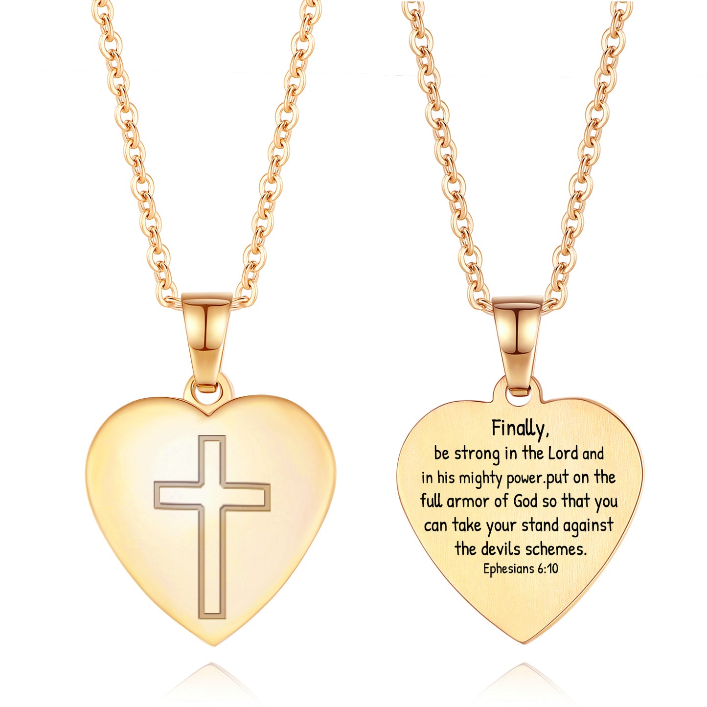 Heart Cross Pendant Necklace Engraved Bible Verses - Great Christian Gift for Women at Christmas, New Year, Birthdays and Baptisms