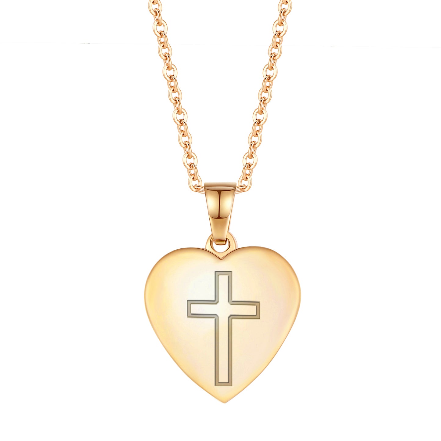 Heart Cross Pendant Necklace Engraved Bible Verses - Great Christian Gift for Women at Christmas, New Year, Birthdays and Baptisms