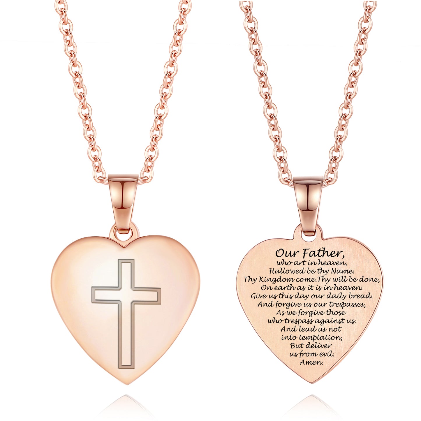 Heart Cross Pendant Necklace Engraved Bible Verses - Great Christian Gift for Women at Christmas, New Year, Birthdays and Baptisms