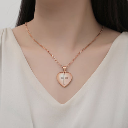 Heart Cross Pendant Necklace Engraved Bible Verses - Great Christian Gift for Women at Christmas, New Year, Birthdays and Baptisms